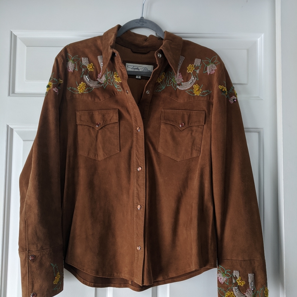 Tasha Polizzi Suede Beaded Top